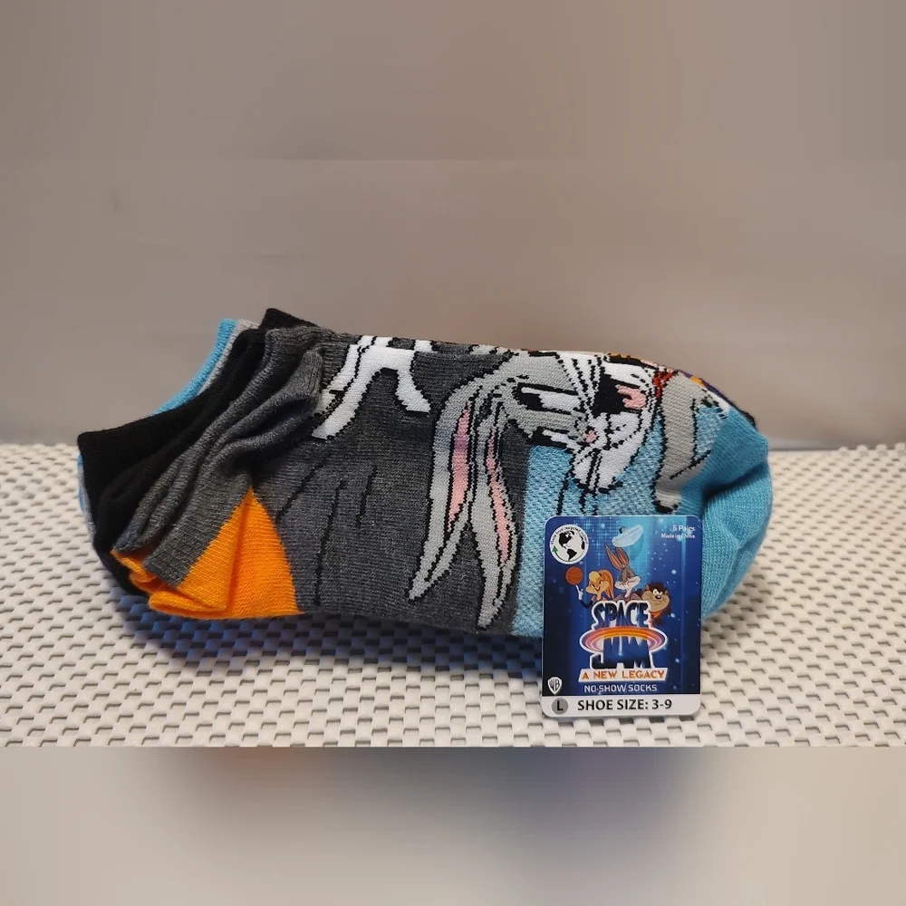 Boys No Show Socks Space Jam Shoes Size 3-9 Large 6pairs NWT